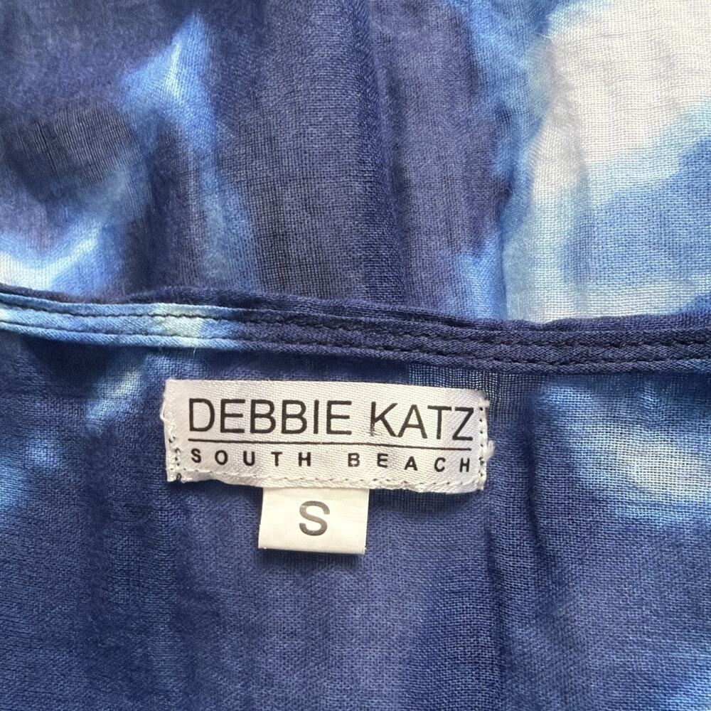 Debbie Katz South Beach Cover Up Women Small Blue White Tie Closure Tassels Swim - Picture 3 of 7